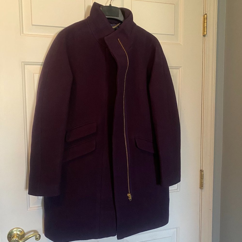 J. Crew Cocoon Coat in Wool - Eggplant Size 8